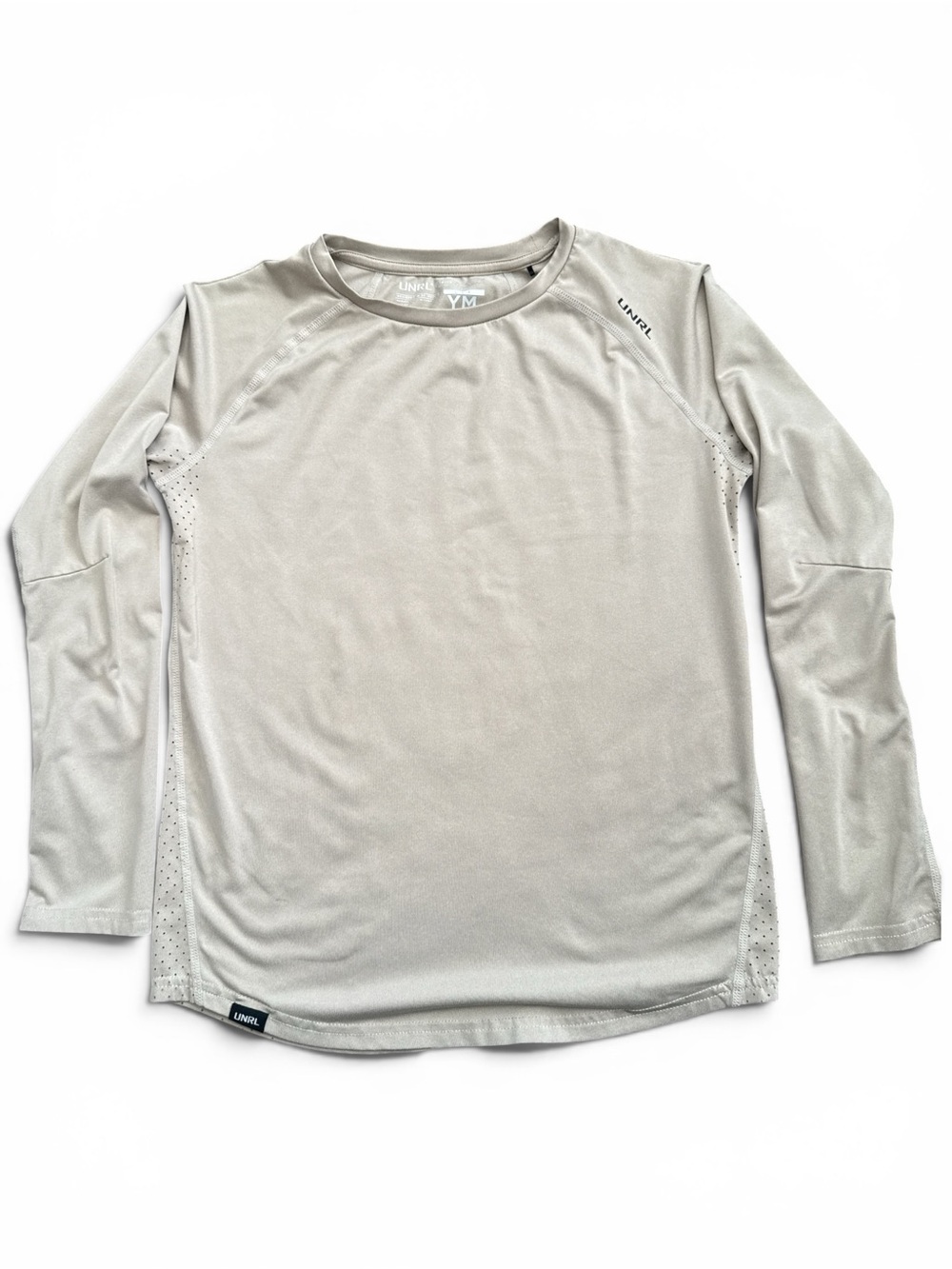 Unrl Kids' Long Sleeve Performance Tee in Light Tan YM